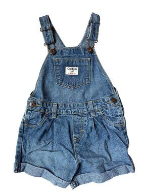 Oshkosh B’Gosh Girls Size 4T Denim Jean Pleated Vestbak Short Romper Overall